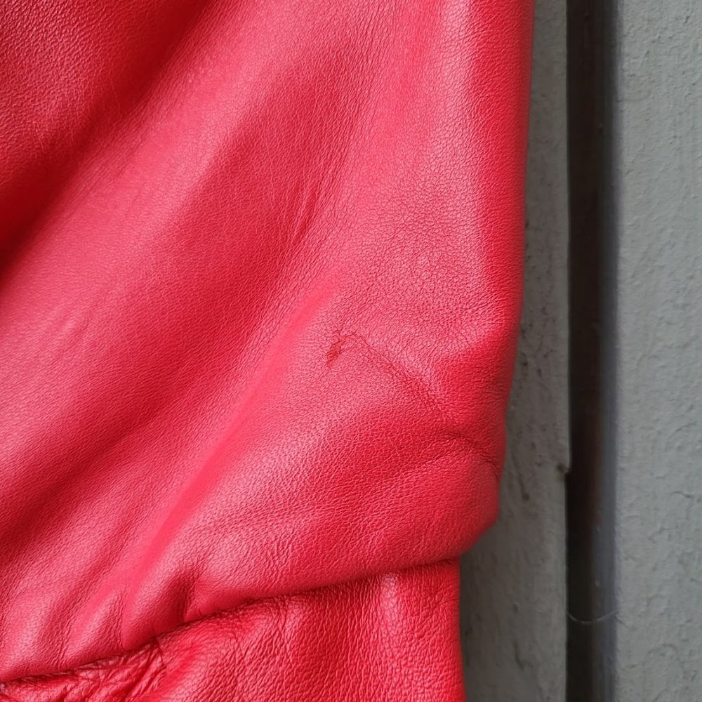 Clifford Olson For Tannery West Vintage Mini Dress Leather Strapless Red 2 - Picture 6 of 10